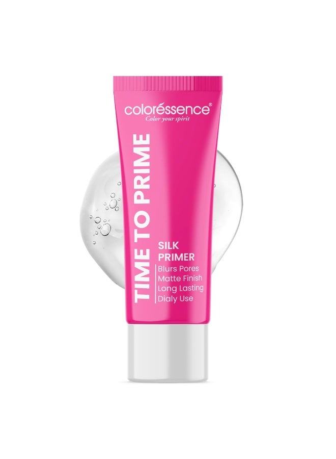 Coloressence Time to Prime Silk Primer for Face Makeup, 30ml | All Skin Types | Blurs Pores | Matte Finish | Long Lasting | Lightweight | Enriched with Vitamin E & Wheatgerm Oil Extracts - Image 1